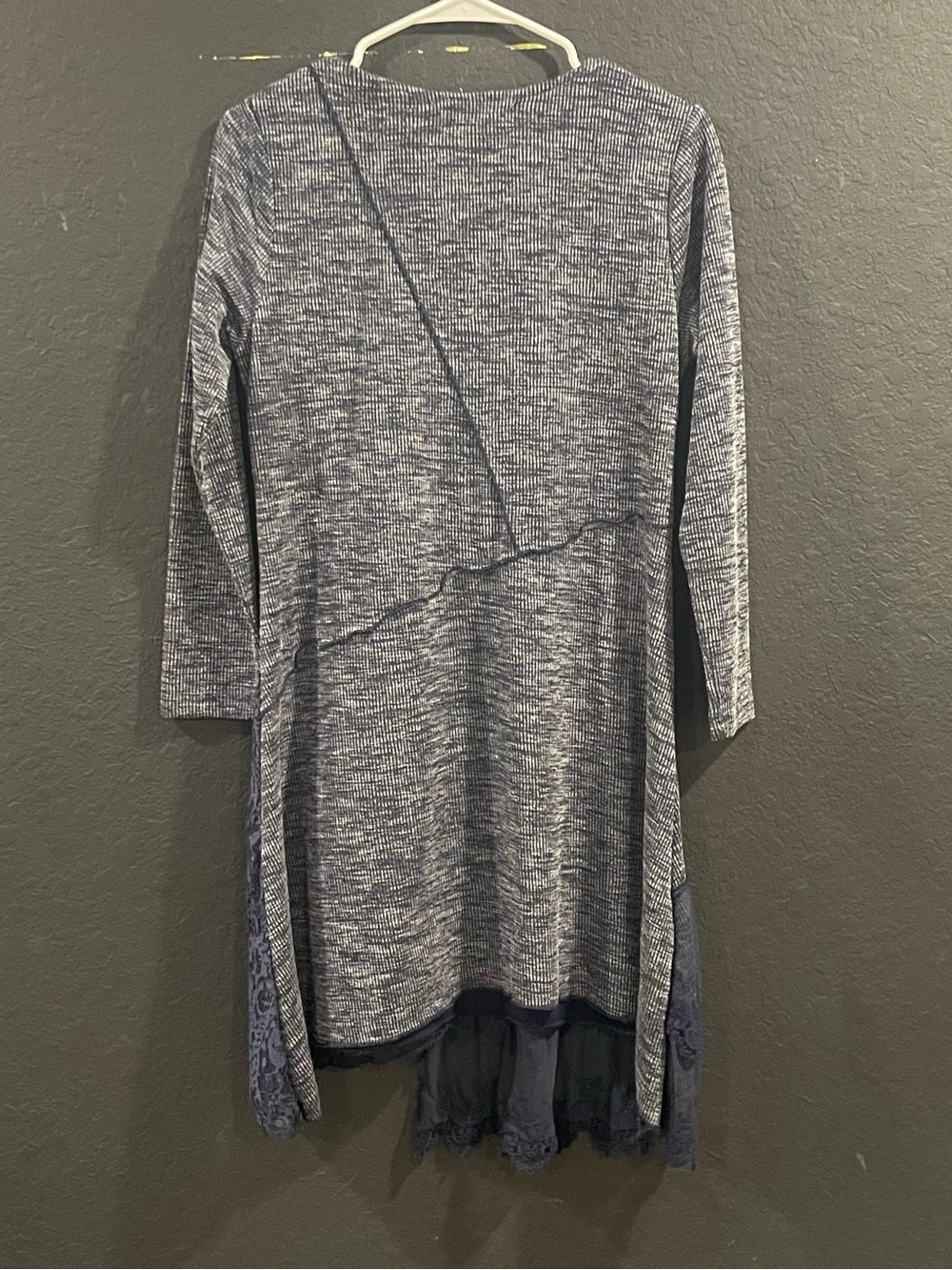 Pretty Angel Navy & Heather Gray Lace-Trim Asymmetrical Knit Dress - Picture 5 of 9